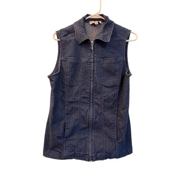 Southern Lady Denim Vest Womens Size Small Front Pockets , Collar , Zip Up - Picture 1 of 3